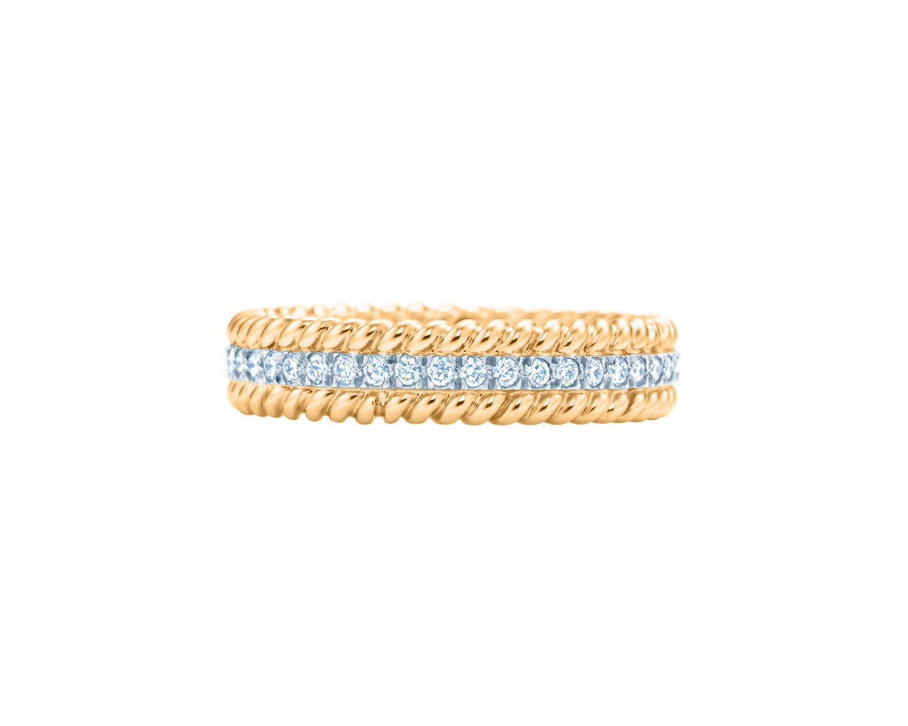 Jean Schlumberger Rope two-row ring in 18k gold and platinum with diamonds