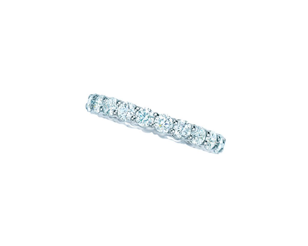 Tiffany diamond band ring with a full circle of round brilliant diamonds in platinum