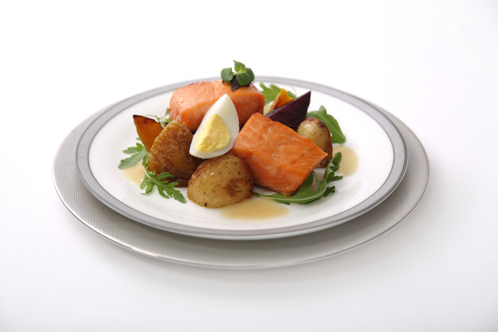 baked-herb-marinated-salmon-with-potato-boiled-eggs-beets-and-arugula-salad-in-dijon-mustard-vinaigrette-by-icp-chef-suzanne-goin