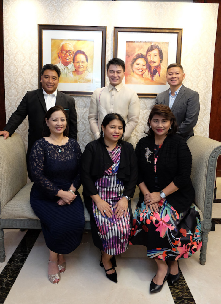 Board of Trustees - Standing Dr. Vicente Santos Jr., Robert Bjorn Santos, Enrico Santos _ Seated Dr. Caroline Enriquez, Dr. Yvonne Guevara, Dr. Mylene Abad Santos