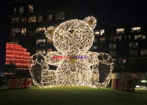 16.A 22-foot teddy bear covered in LED lights will be a favored backdrop at the garden by Nobu Hotel, as it sets the holiday mood and illuminates the outdoor space