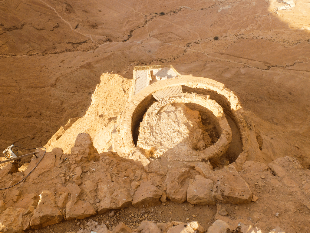 The ruins of Masada, the ancient desert fortress in the sky.