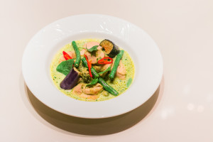 Green Chicken Curry with String Beans and Eggplants 