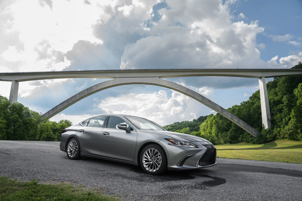 The all-new Lexus ES350 is a lower sedan with wheels that have been pushed closer to the corners