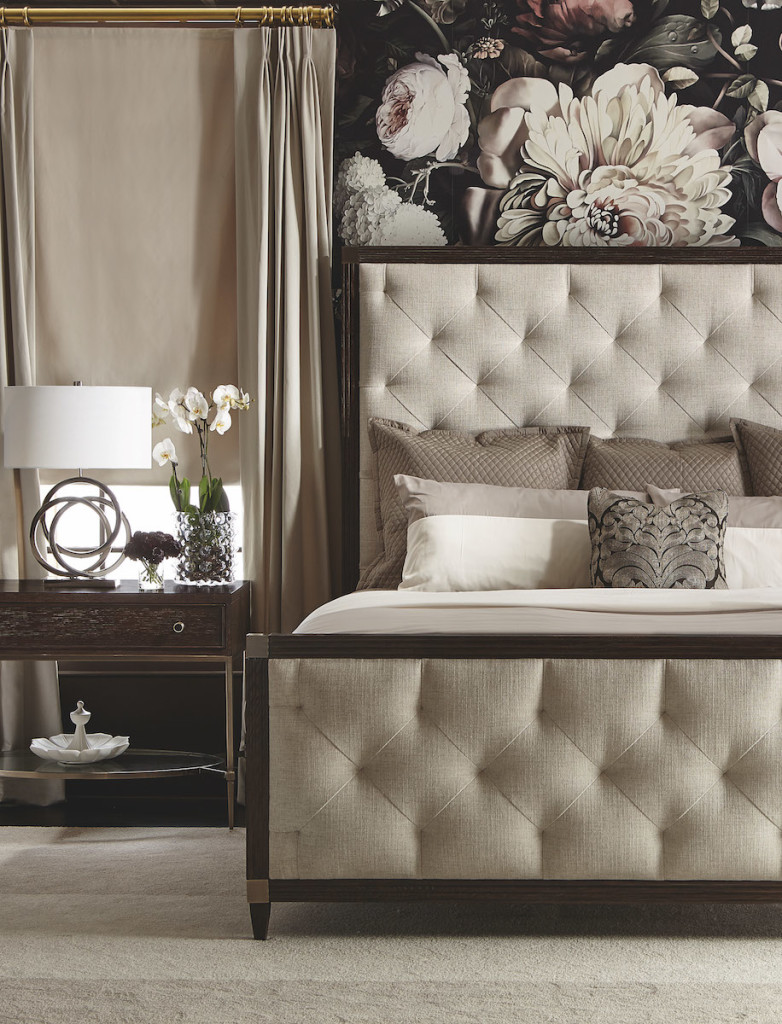 Tufted furniture looks impeccably chic when paired with complementary accent pieces.
