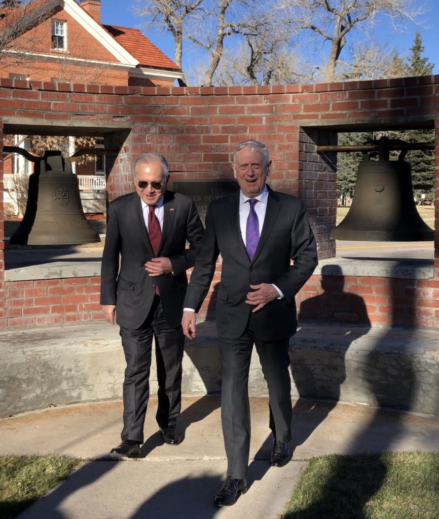 The author with US Defense Secretary James Mattis during the historic turnover ceremony heralding the return of the Balangiga bells