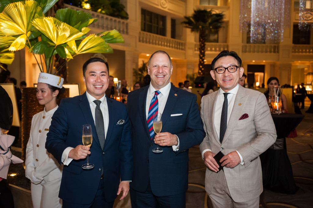 The Manila Pen's director of rooms Mike Yutuc, Forbes Travel Guide EVP Peter Kressaty and Forbes Travel Guide VP Ryo Koike