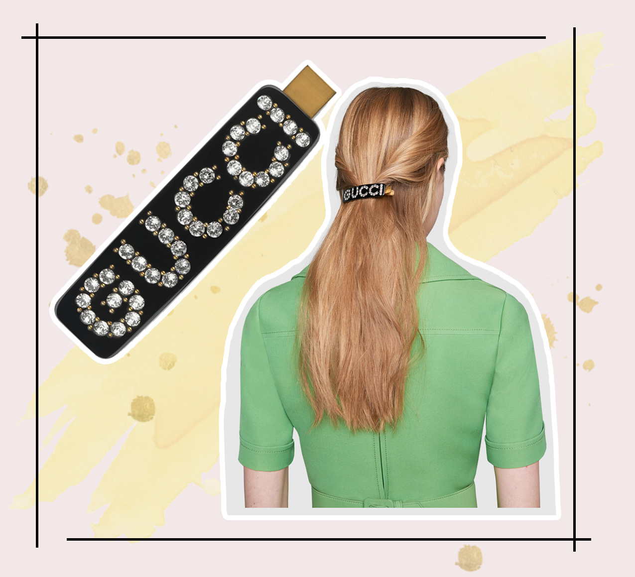 Crystal Gucci single hair barrette in black