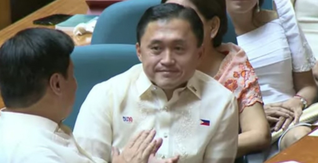 Sen. Bong Go as he was being commended by the President