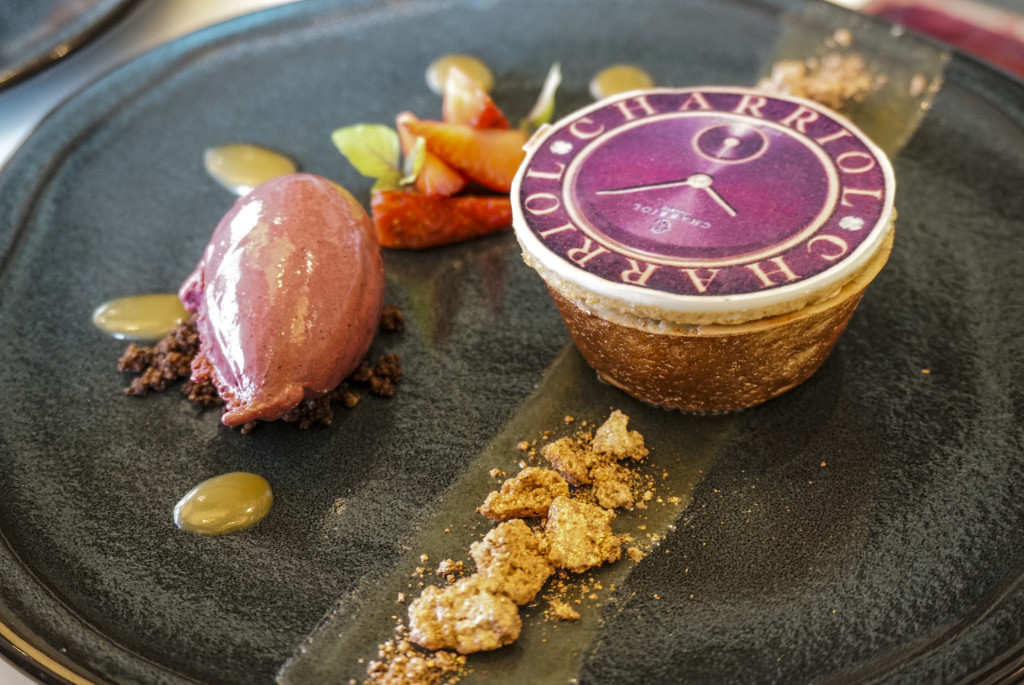 A personalized dessert prepared by Flame restaurant