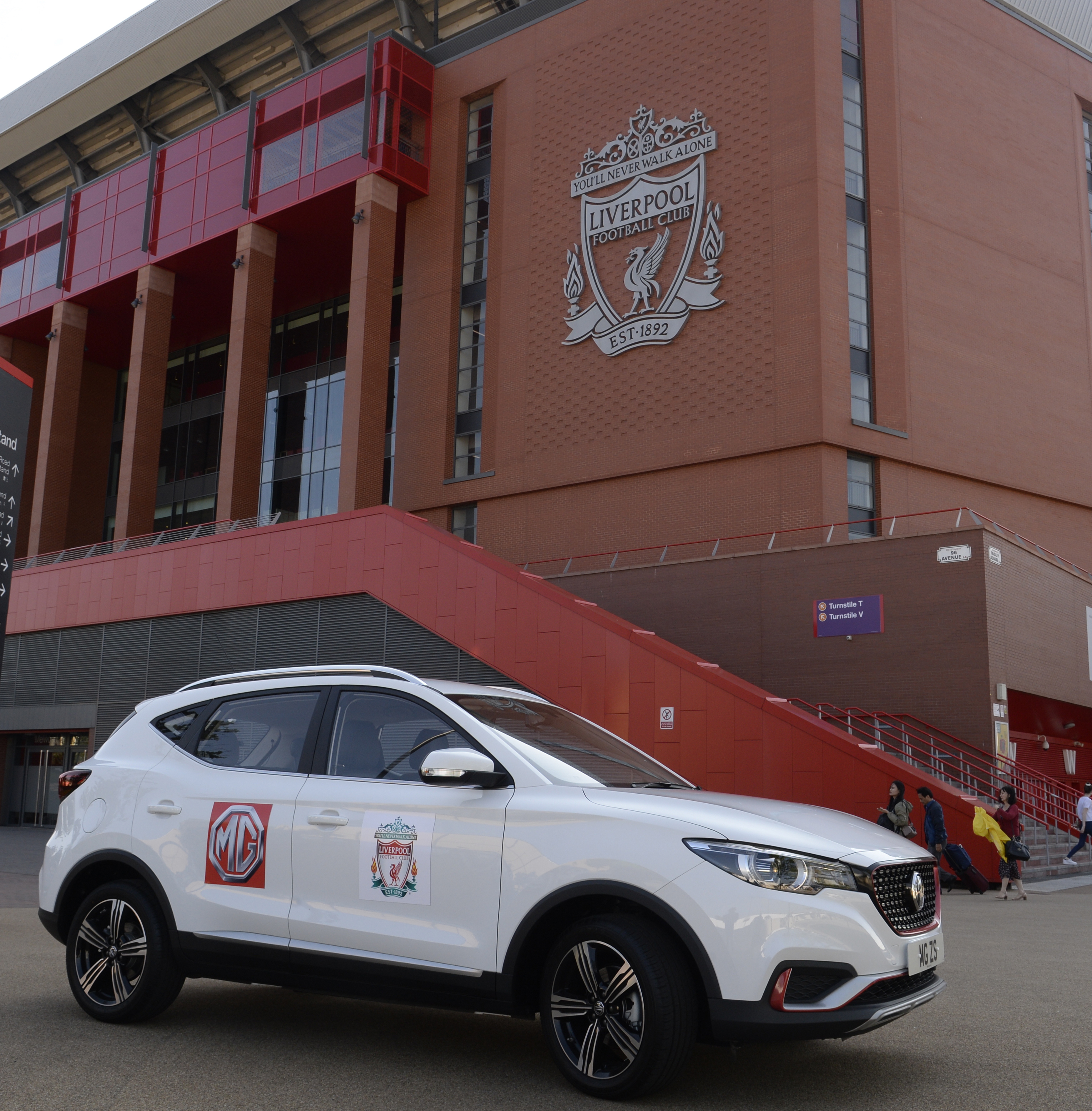 The MG ZS Crossover SUV at Anfield Stadium, the home of Liverpool FC