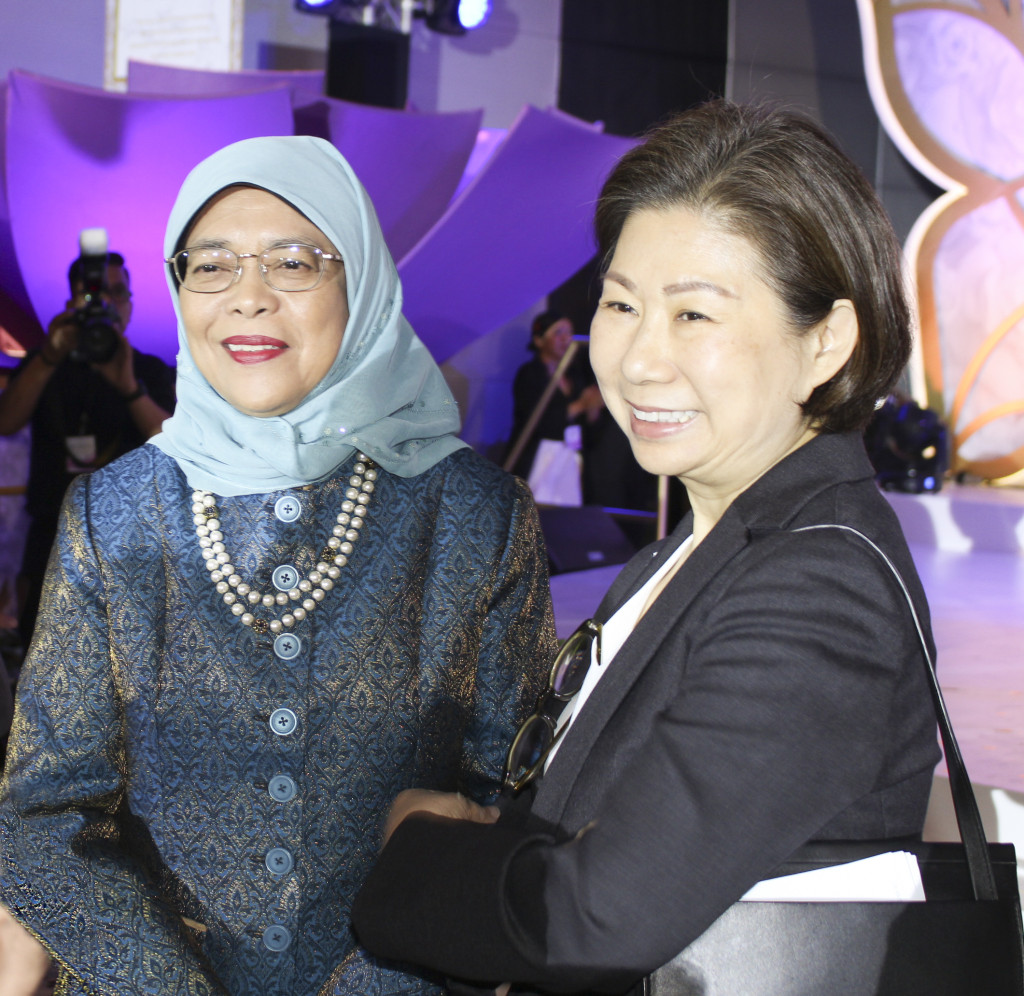 Singapore President Halimah Yacob and BDO Unibank chairperson Tessie Sy Coson