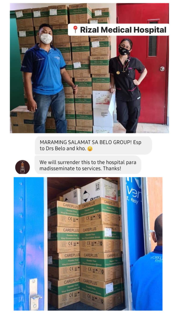 Delivery of donations at Rizal Medical Hospital