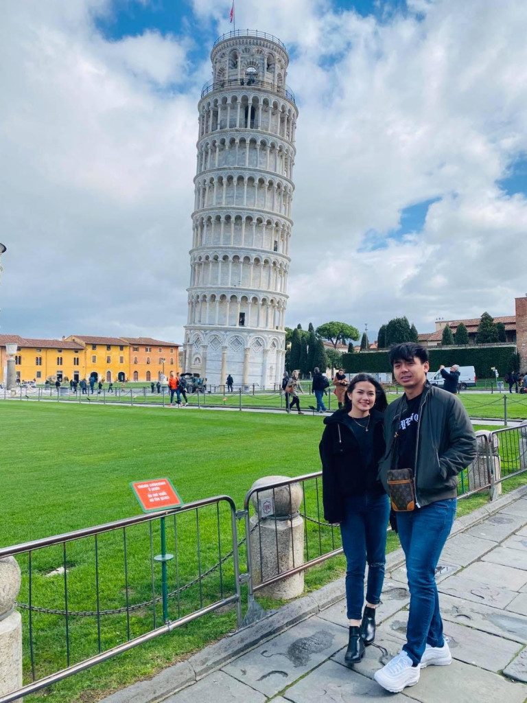 Diego Geneciran and Kat Lanaca before the lockdown in Pisa